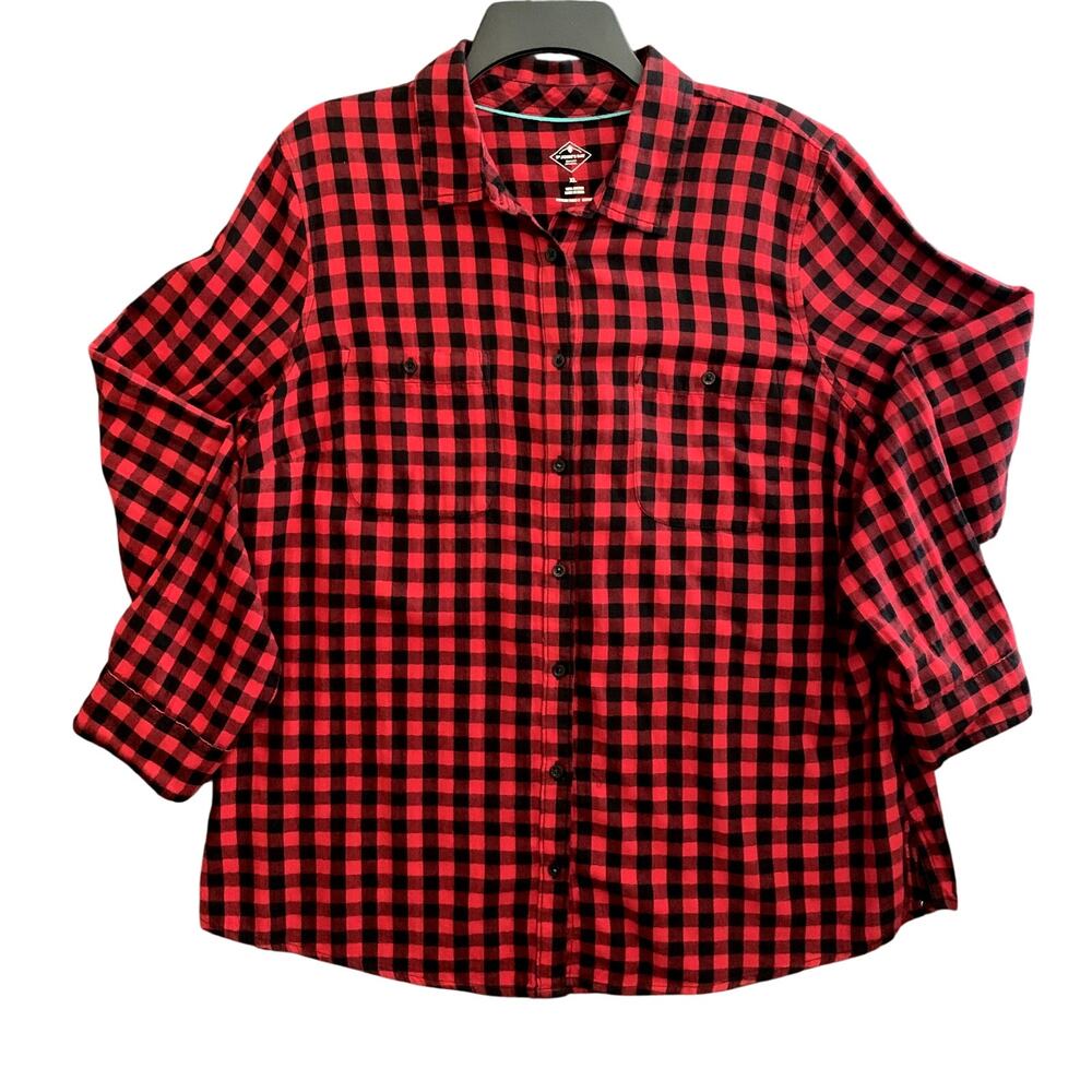 Buffalo Plaid Red and Black 100% Cotton Women's Shirt Size XL